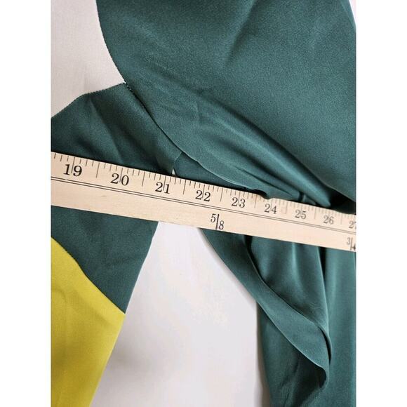 Express Colorblock Green/White Satin Strong Padded Shoulder Thong Bodysuit Large - Picture 5 of 9